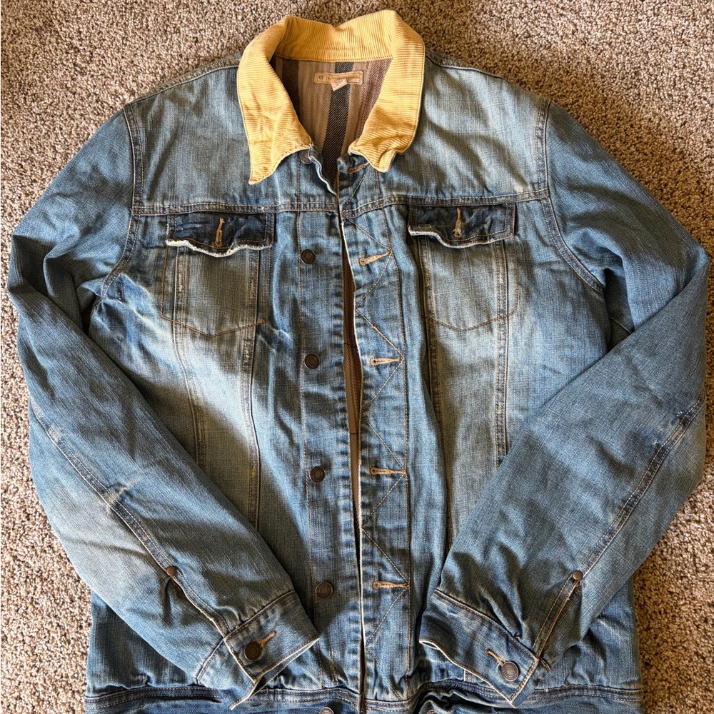 Denim Jacket with Corduroy Collar